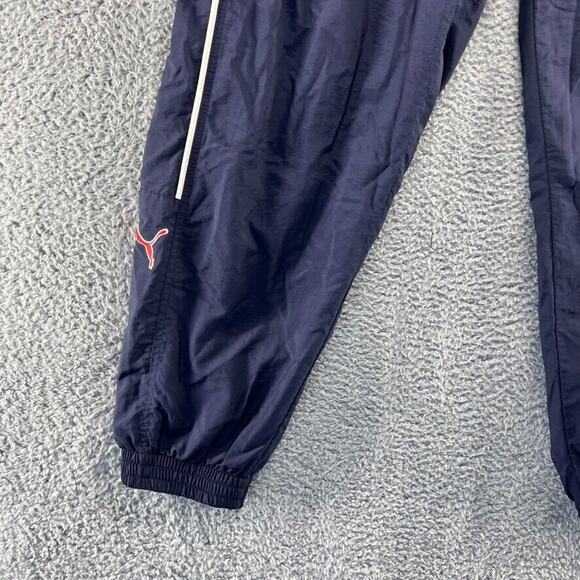 Vintage Puma Track Pants Men's medium Blue Cuffed joggers Embroidered Logo 90s - Picture 2 of 12